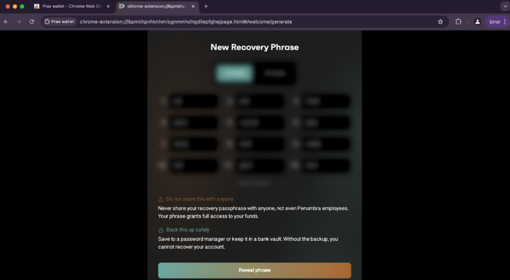 recovery phrase