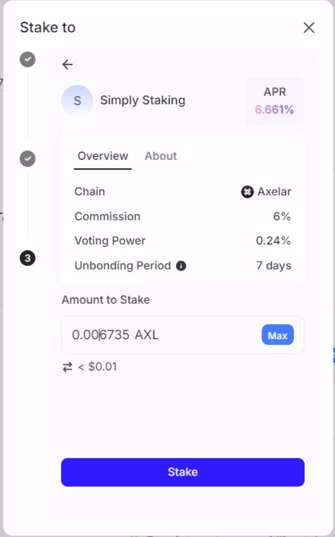 Chose AXL Staking Amount