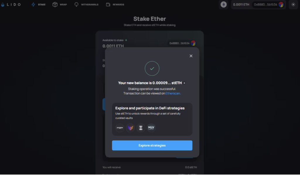 Lido: Liquid Staking Guide 5 Get stETH Rewards
