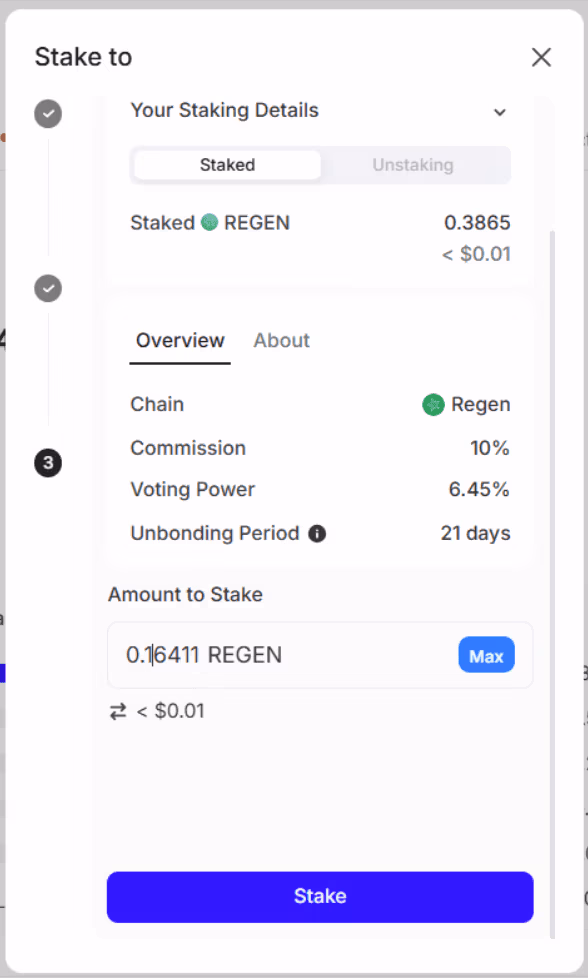 Regen Staking Guide: How to Stake Regen 10 Delegate REGEN Stake